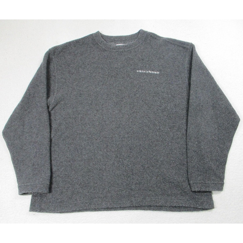 Armani Exchange Sweater Mens‎ XL Gray Wool Blend Crewneck Pullover Made Italy